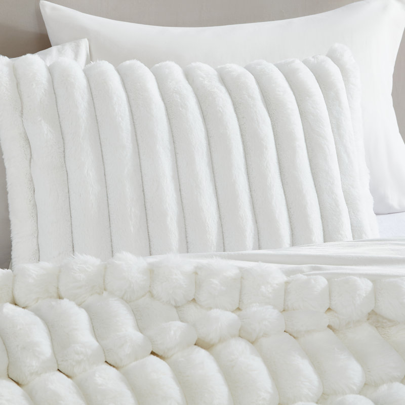 Everett Bedding, White, Twin XL Comforter + 1 Twin XL Pillowcase