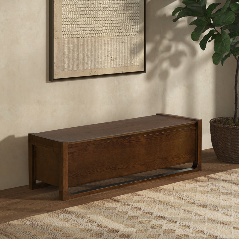 Banc de rangement en bois Tyrell, Noyer