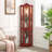 Lighted Corner Cabinet With Tempered Glass Doors & Shelves, Elegant Cherry Display Case With Bulb-930911228