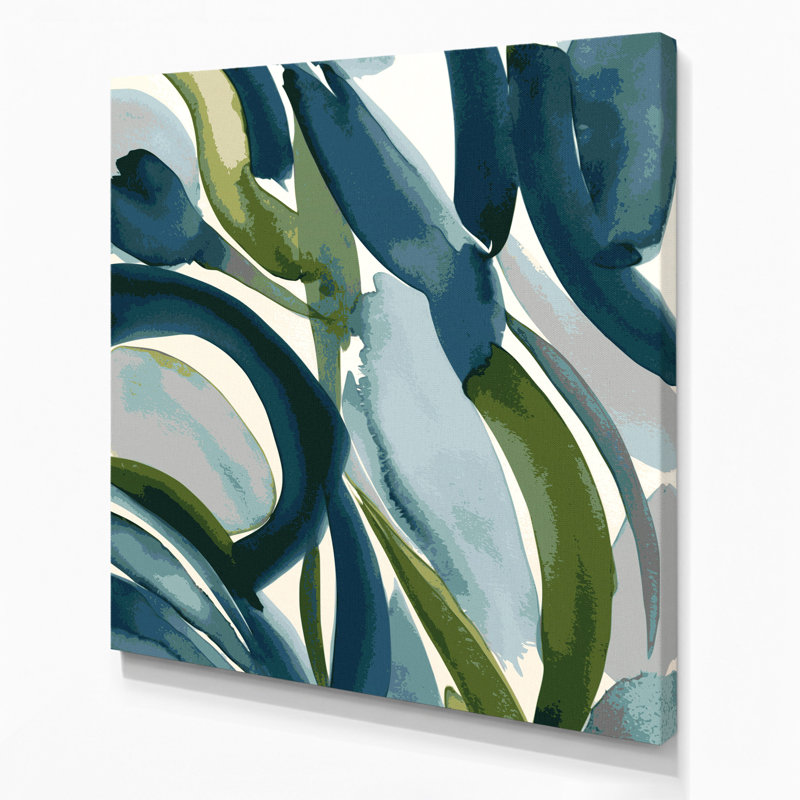 Abstrait aquarelle 25, art mural sur toile verte, H 12 po x l 12 po