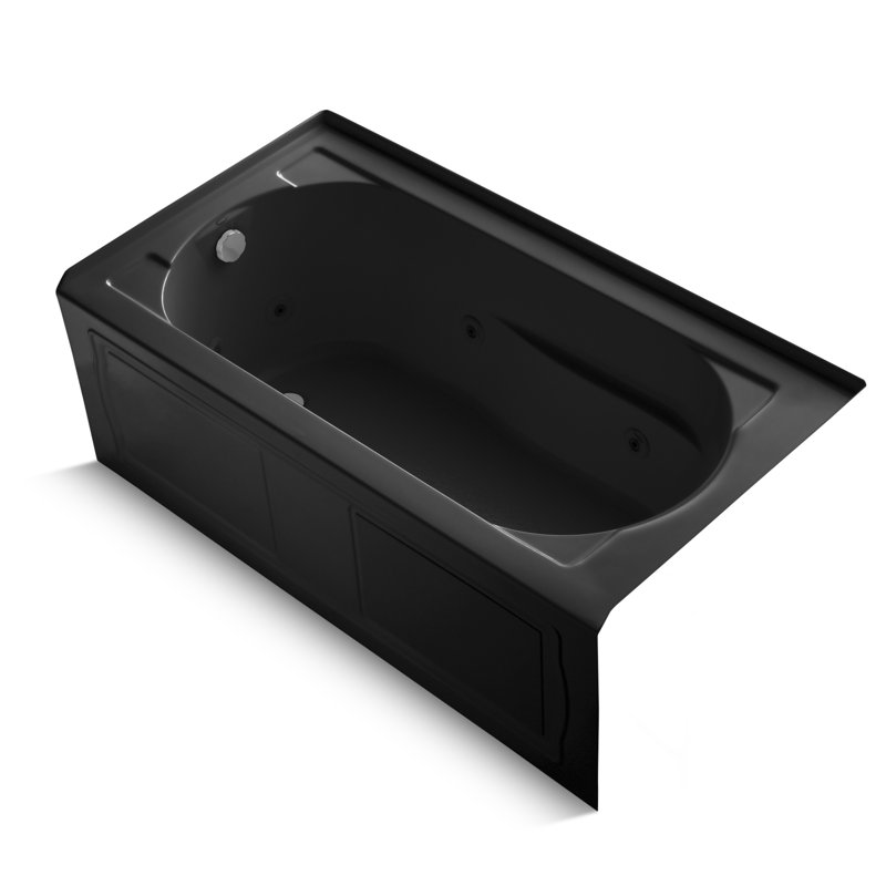 Devonshire Alcove 60" x 32" Whirpool Bathtub, Black, Left