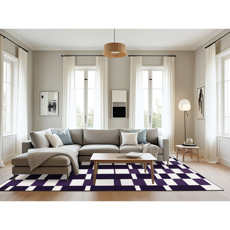 Tapis mauve lavable à la machine, Rectangulaire 8 pi x 10 pi