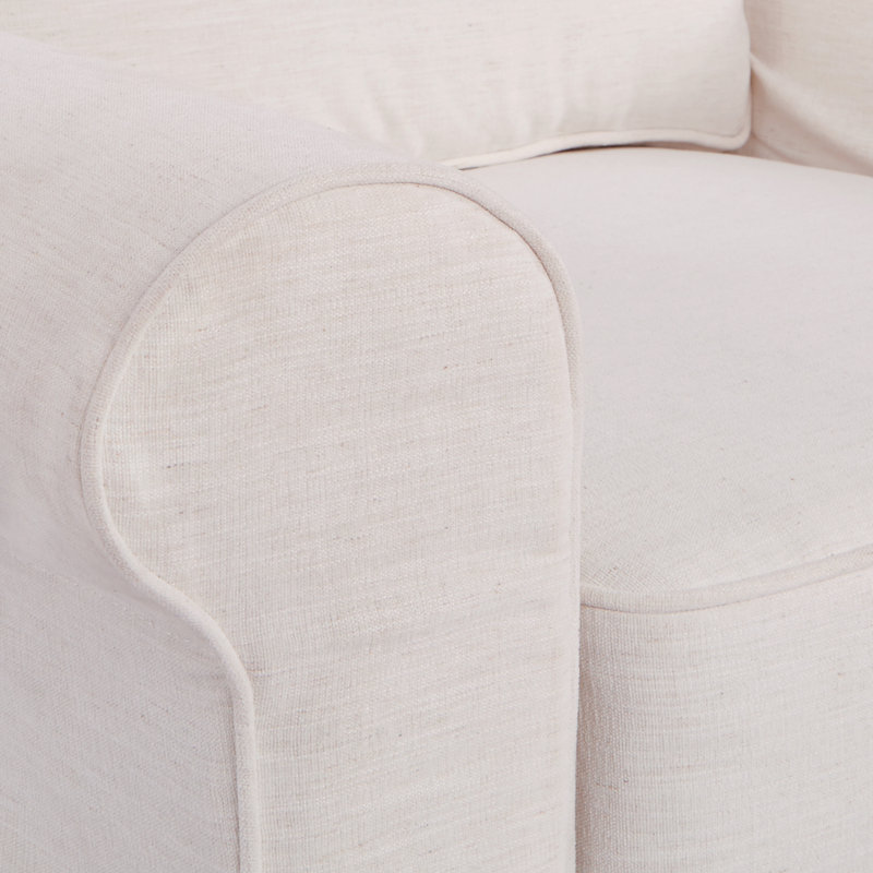 Zanesfield 59.75" Rolled Arm Slipcovered Loveseat, Ivory