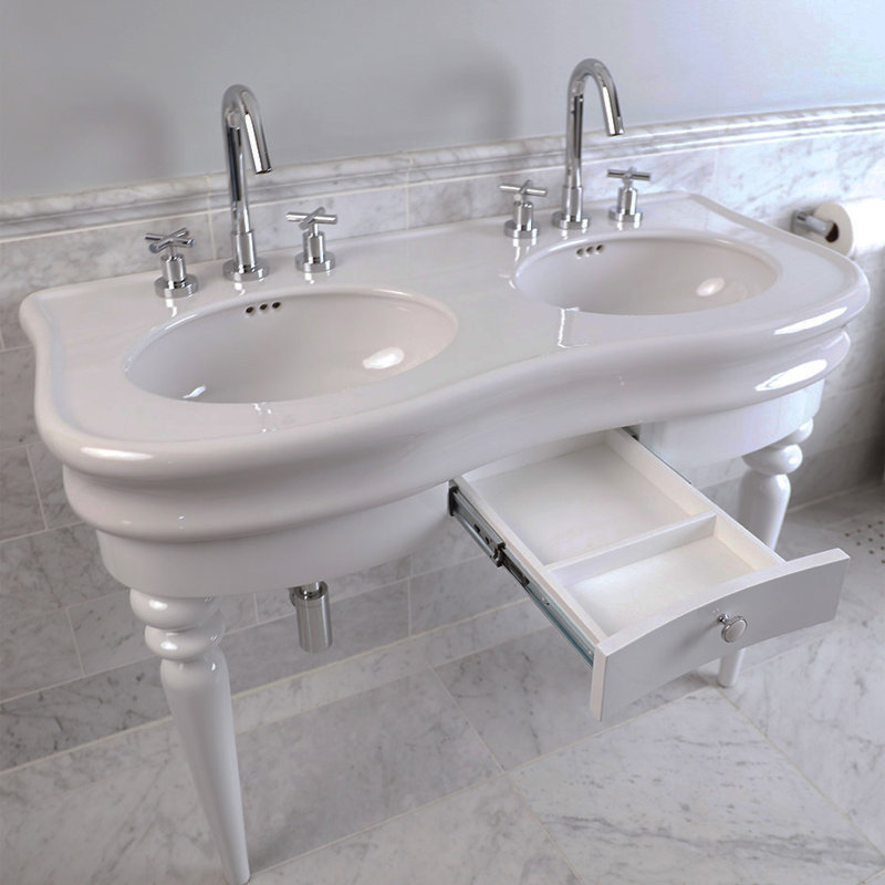 Cigno Widespread Bathroom Faucet with Drain Assembly, Polished Chrome