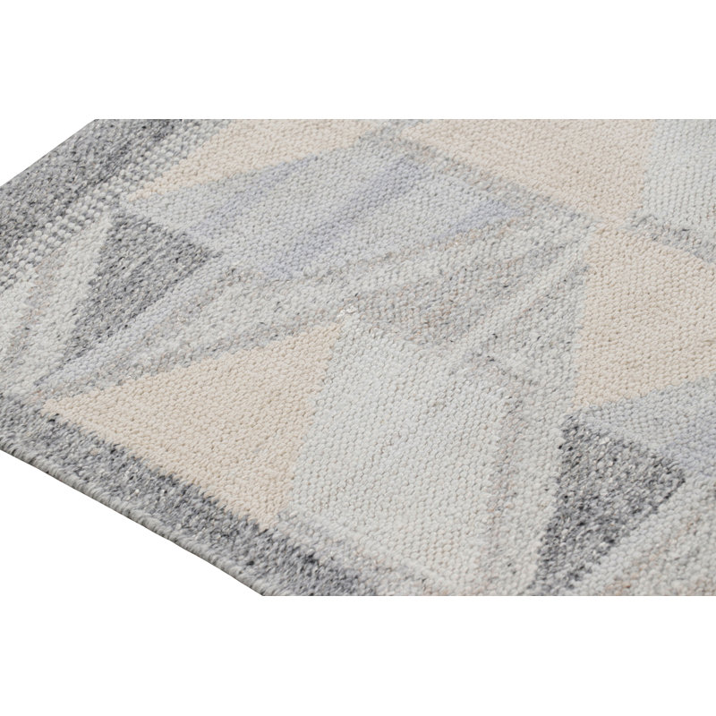 Rug & Kilim’S Scandinavian Style Outdoor Rug With Blue & Gray Geometric Pattern, Rectangle 3'1" x 5'11"