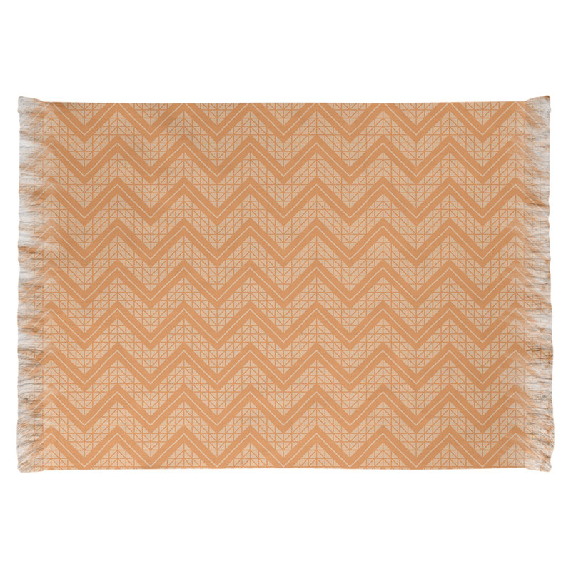 Tapis orange à motifs chevrons dessinés à la main, Non