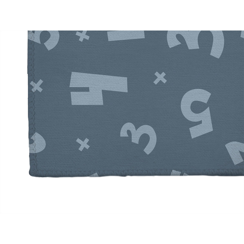Number Match Kids Play Mat, Blue/Ivory, Rectangle 2' x 3'