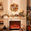  Guirlande d'automne pour manteau de cheminée, guirlande de feuilles d'agneau de 6 pi avec lumières, citrouilles brunes, centre de table de l'Action de grâce, décorations d'automne d'automne pour le foyer extérieur, décoration d'Halloween