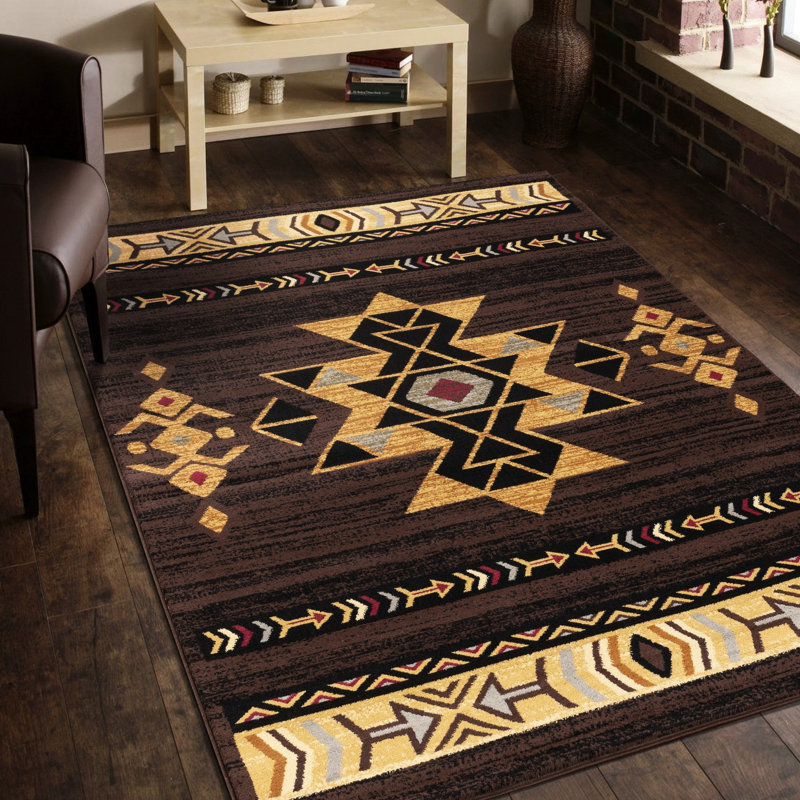 Tapis brun en polypropylène, couleur brun, 5 pi 3 po x 7 pi 3 po, pour l'ambiance de la maison, 5,25 pi 7,25 pi., Polypropylène, idéal pour les maisons occupées