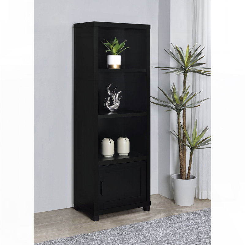 Tour média noire à 3 tablettes avec armoire
