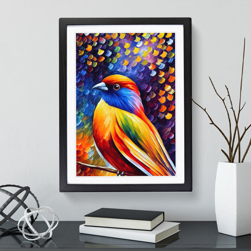 Beautiful Bird No.1 - Single Picture Frame Print, 64cm H x 46cm W x 2cm D, Black Framed