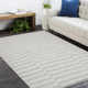 Reva Striped Hand-Knotted Wool Area Rug in Silver