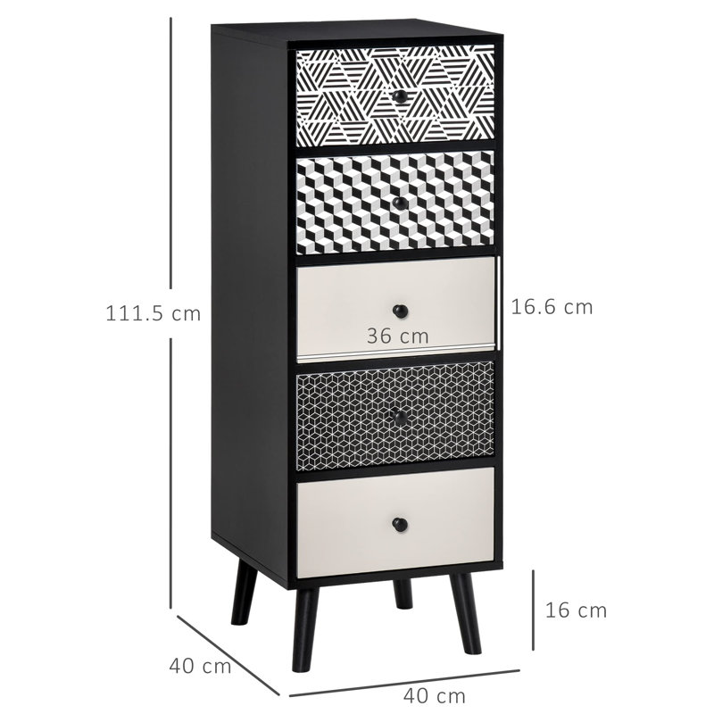 Grenville 40cm W 5 - Drawer Chest of Drawers