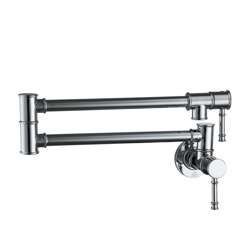 Robinet de cuisine mural à bras pivotant et à bras articulé traditionnel Casain, Chrome