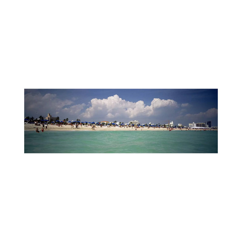 Tourists on the Beach, Miami, Florida, USA 1 Piece Wrapped Canvas Panoramic Wall Art, 121.92 cm H x 40.64 cm W x 1.91 cm D