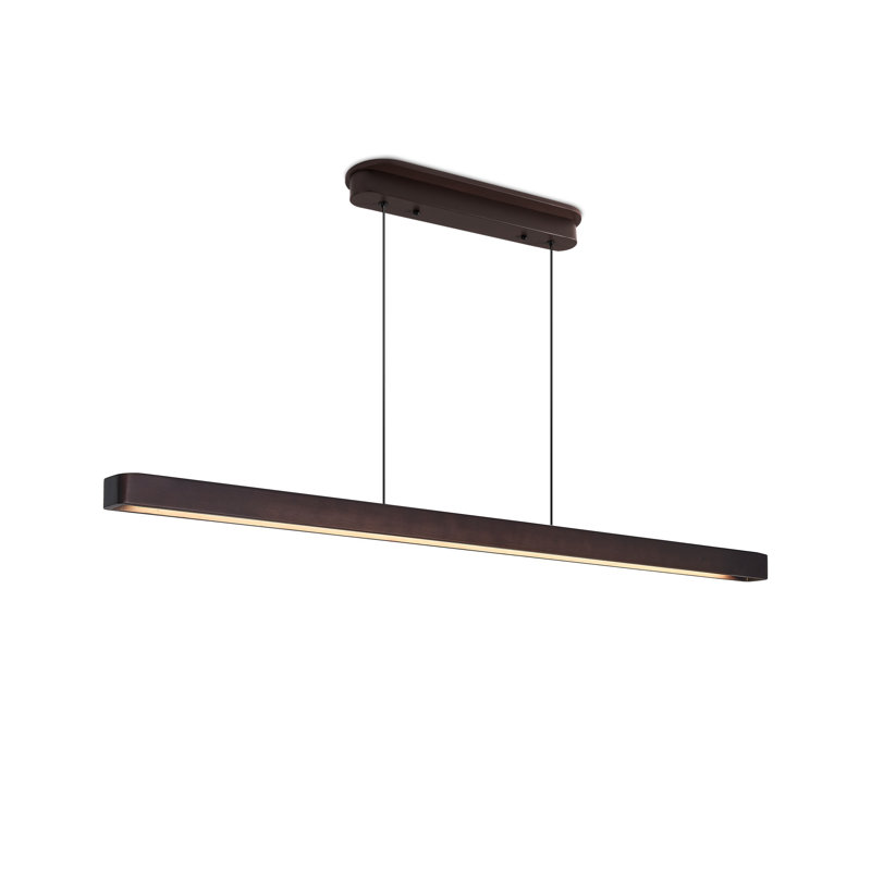 51-Inch Modern LED Linear Pendant Light in Walnut Finish - Adjustable Hanging Fixture for Dining Room & Kitchen Island