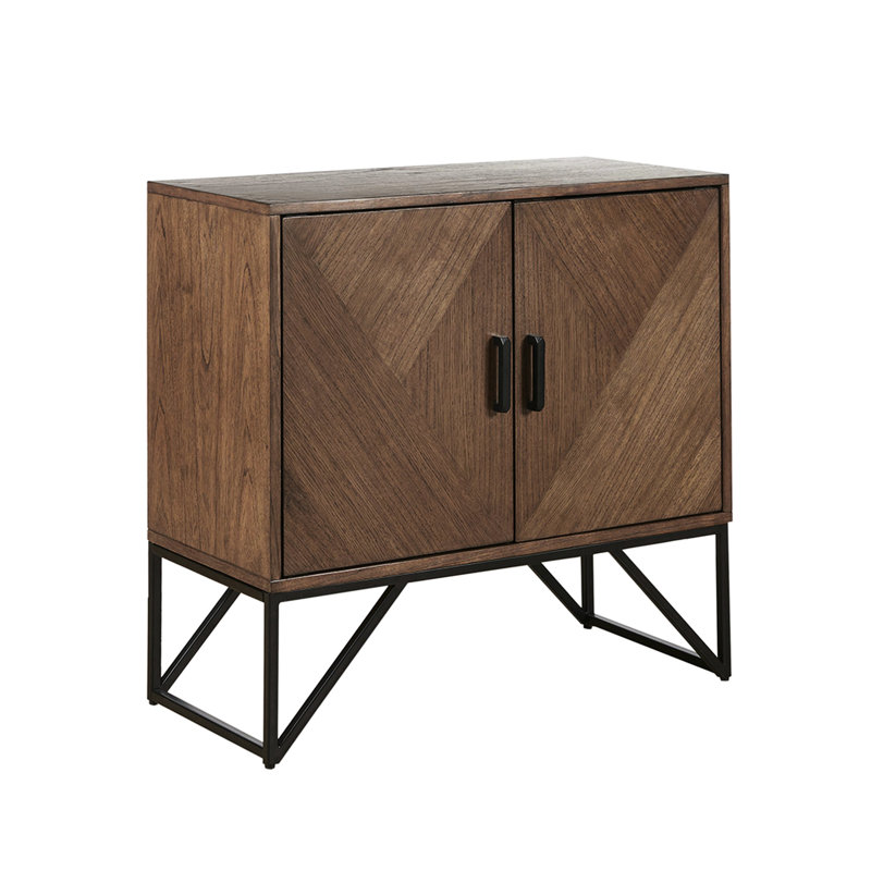 Armoire d'appoint Precious - Finition noyer naturel et encre métallique + commode Ivy