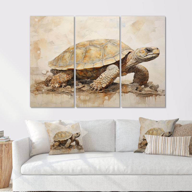 «Minimalisme tortue aventure», ensemble d'art mural animal tortue, H 28 po x l 36 po, Toile tendue