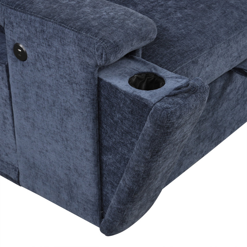 Canapé-lit escamotable en L avec rangement, Polyester bleu