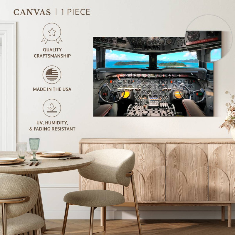 Aircraft Cockpit Canvas Print, 16" H x 24" W x 1.25" D