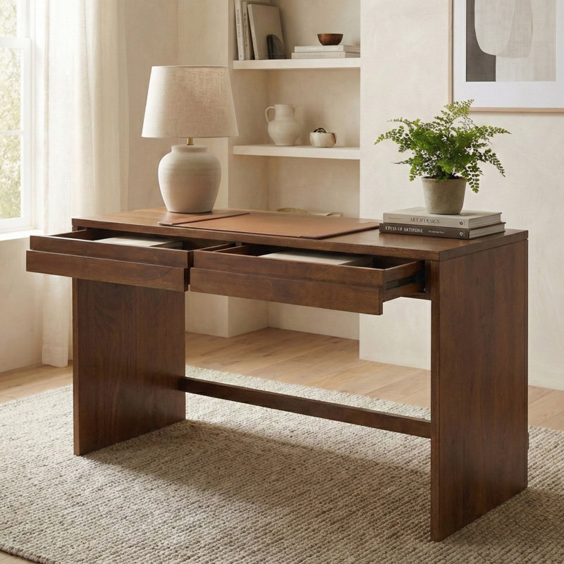  Hawthrone  48" Solid Wood Home Office Desk with Drawers, Walnut