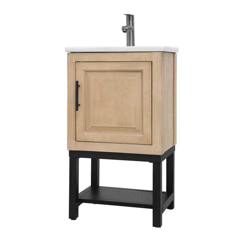 Meuble-lavabo compact avec évier en céramique, fer naturel et oxyde de magnésium, style moderne pour une utilisation intérieure et extérieure