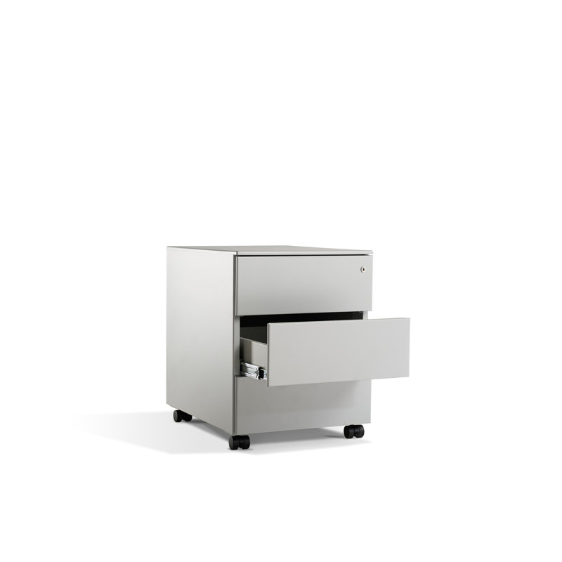Toomer 42.2cm Wide 3 -Drawer Mobile Steel File Cabinet, Silver