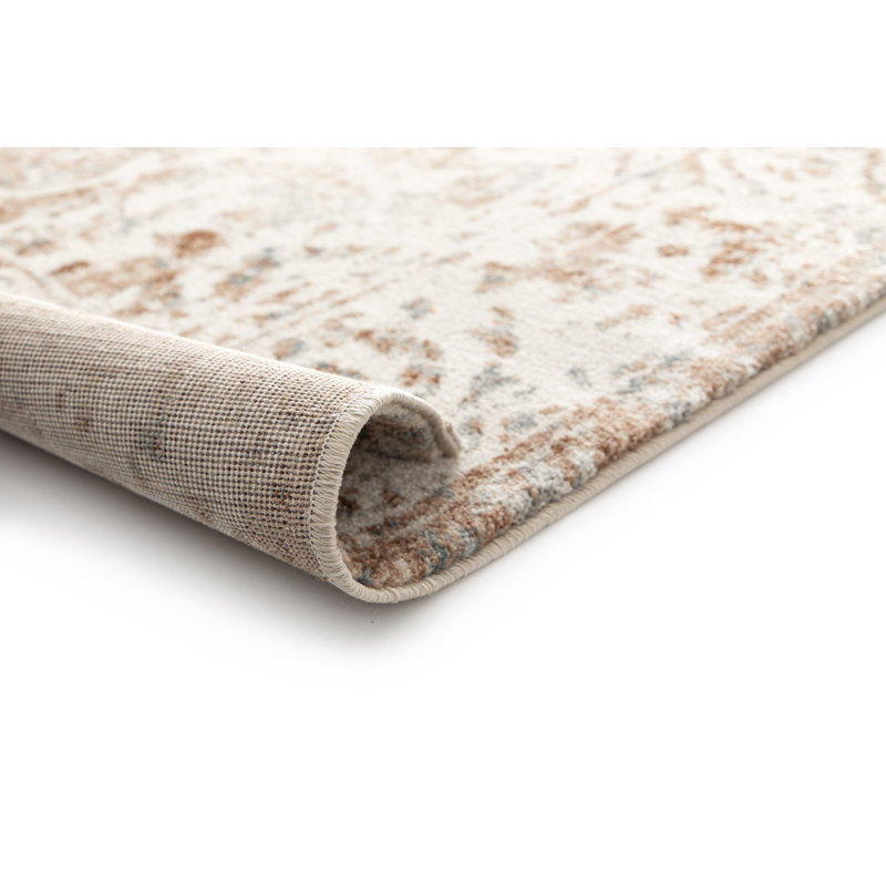 Rectangle Vintage Look Area Rug, Cream/Brown, Rectangle 120 x 170 cm