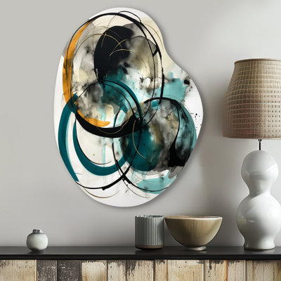 Green Grey Minimalims Fludity - Minimalism Asymmetrical Metal Wall Art, Green Freeform Metal Art Print