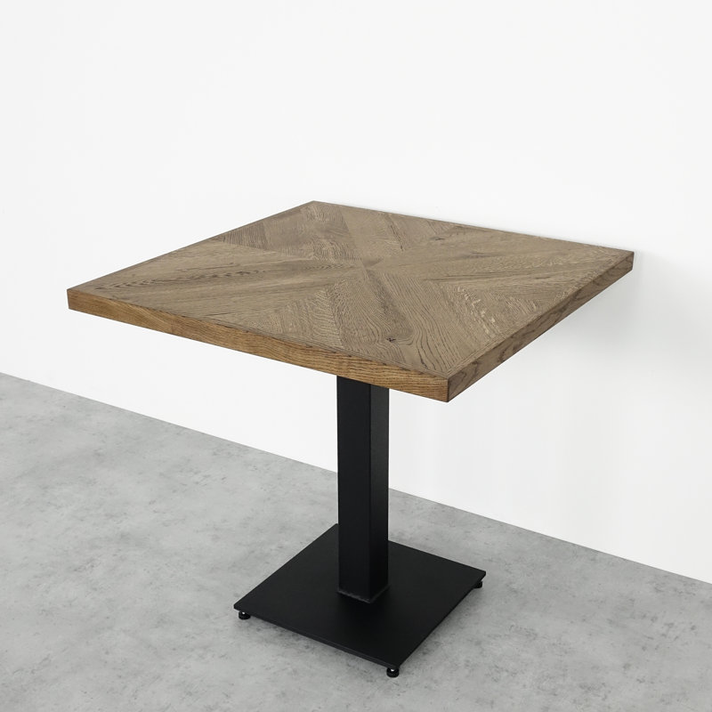 Acamas Oak Metal Base Dining Table, Brown Oil