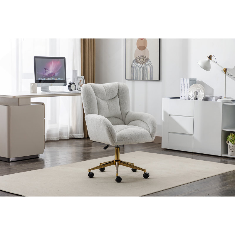 Chaise de bureau pivotante en tissu Teddy