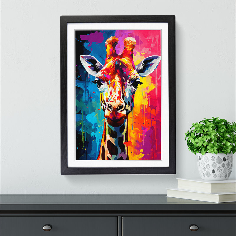 Giraffe Pop - Framed Print, Black, 64cm H x 46cm W x 2cm D