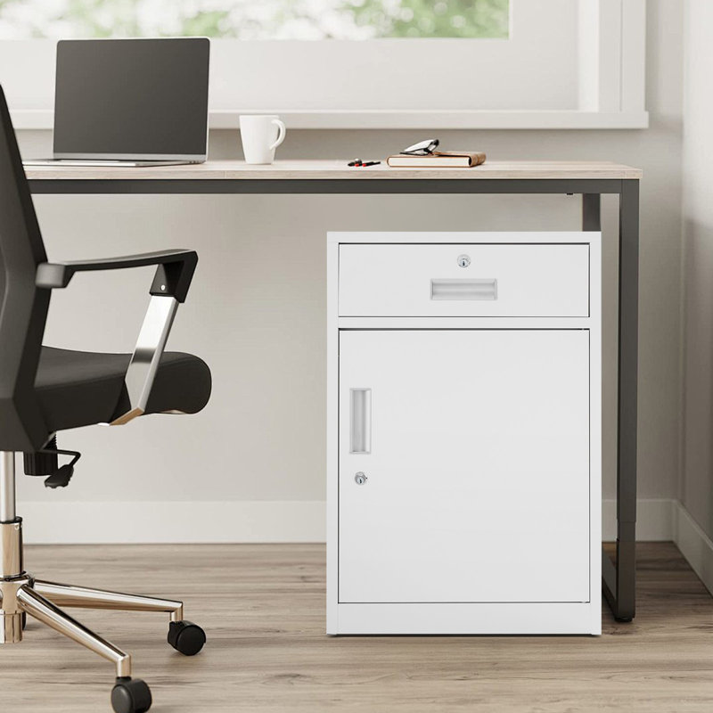 Tervel 1-Drawer Vertical Filing Cabinet with Locks, White