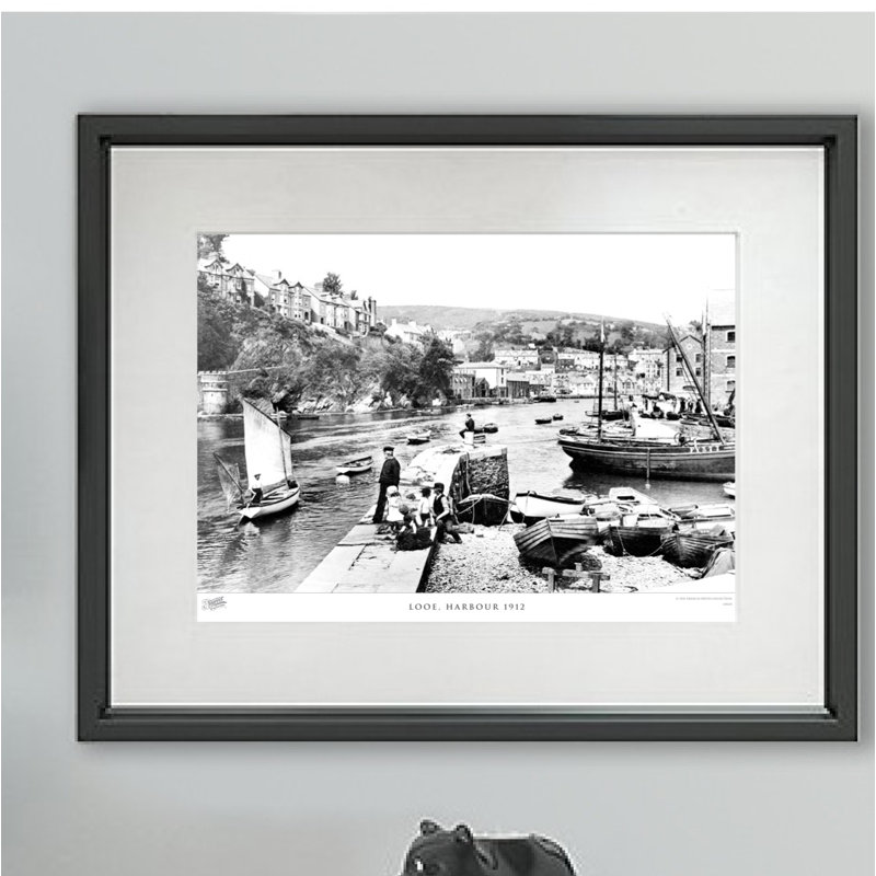Looe, Harbour 1912 - Single Picture Frame Print, 40cm H x 50cm W x 2.3cm D