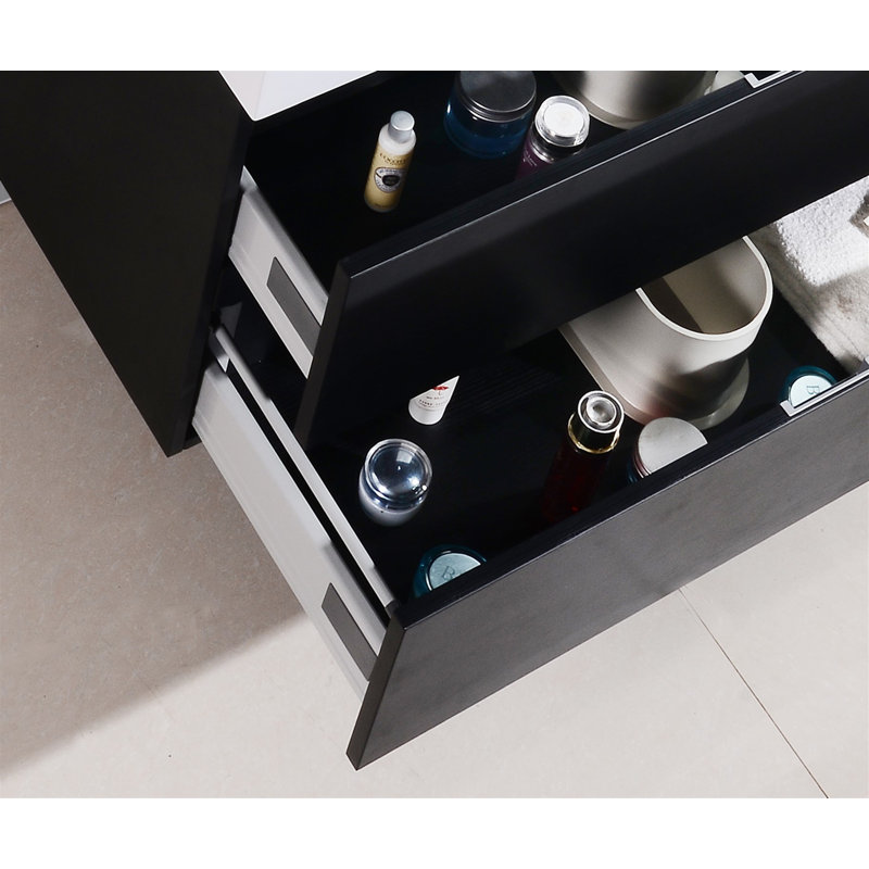 Ensemble de meuble-lavabo double mural 72 po Royka, Noir