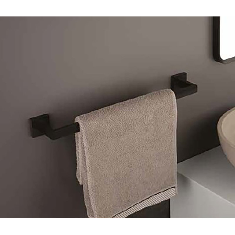 Barre à serviettes murale Square Collection, Noir mat, H 1,75 po x l 24 po x P 3,5 po