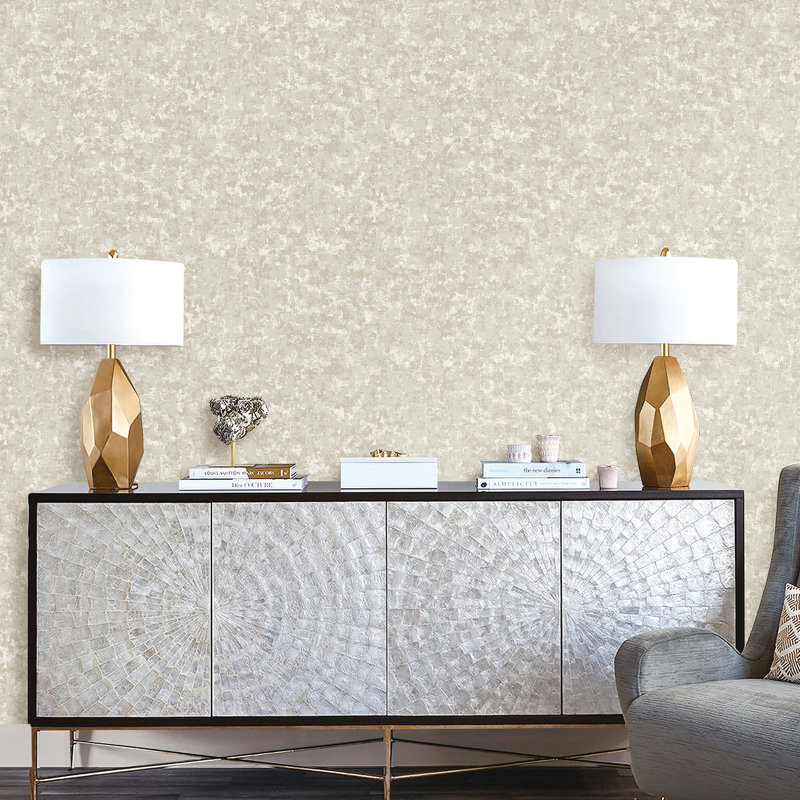 New Touch Collection Shimmery Scratched Plaster Wallpaper Roll, Silver