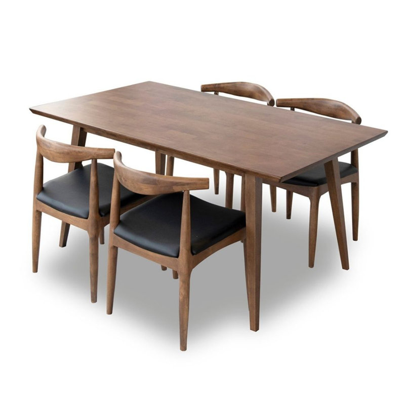 Ensemble repas pour 4 personnes Hreinn, Noyer, Noir