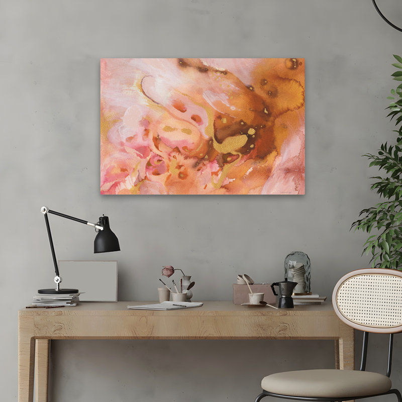 Art abstrait abstrait et rosé, H 16 po x l 24 po