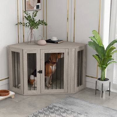 Meuble de cage d'angle pour chien PawHut