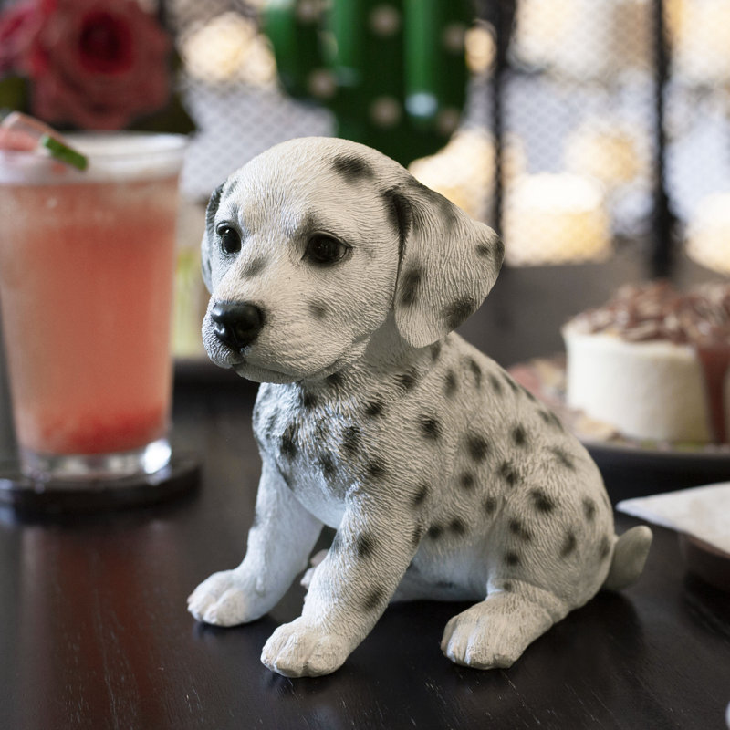  White Dalmation Decorative Puppy Figurine for Home & Garden Décor, Handpainted Polyresin Dog Statue, Realistic Design | Gift for Dog Lovers | Weather-Resistant Indoor/Outdoor Decor