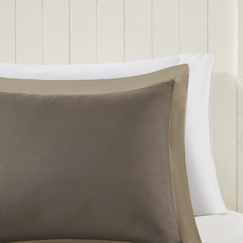 Full Brown and Sand Reversible Microfiber Down Alternative Comforter Set