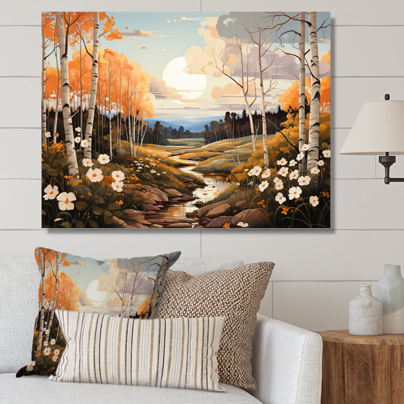 «Birch Woods Autumn Whispers II», reproduction sur toile, H 24 po x l 32 po x P 1 po, Toile tendue
