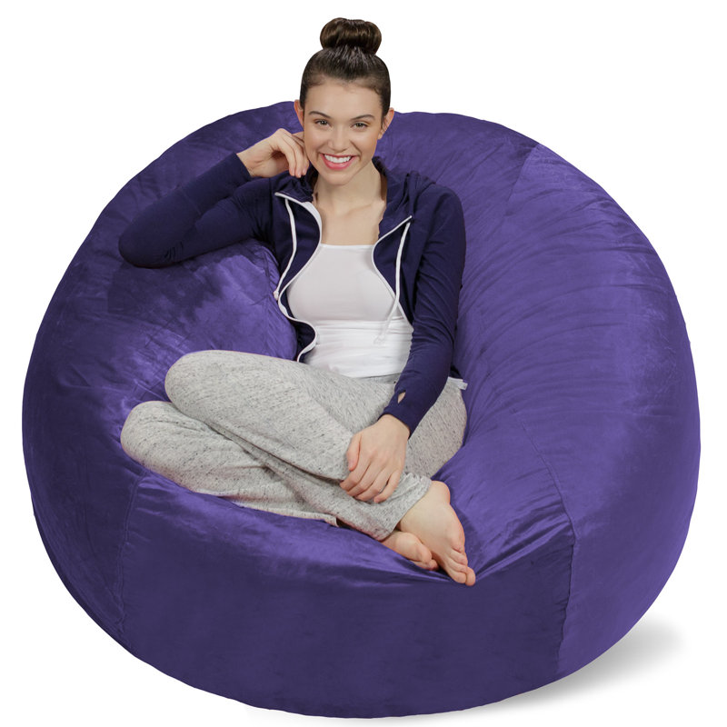 Bean Bag Chair - Shredded Foam Filled Round Pouf Chair - Plush, Ultra Soft Memory Foam Filled Bean Bag Chair with Microsuede Cover - Stuffed Foam Filled Furniture and Accessories for Dorm Room - Multiple sizes 5 Ft or 6 Ft