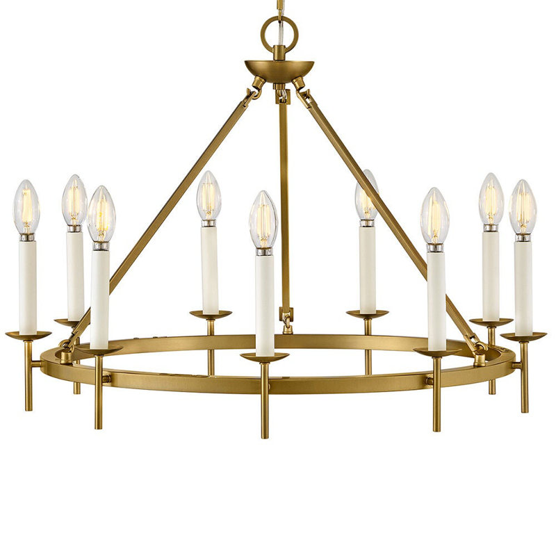 Copley 9-Light Chandelier, Lacquered Brass