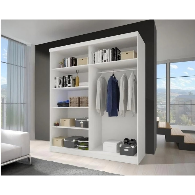 Vahrij 2 Door Wardrobe, Oak , 218cm H x 203cm W x 61cm D