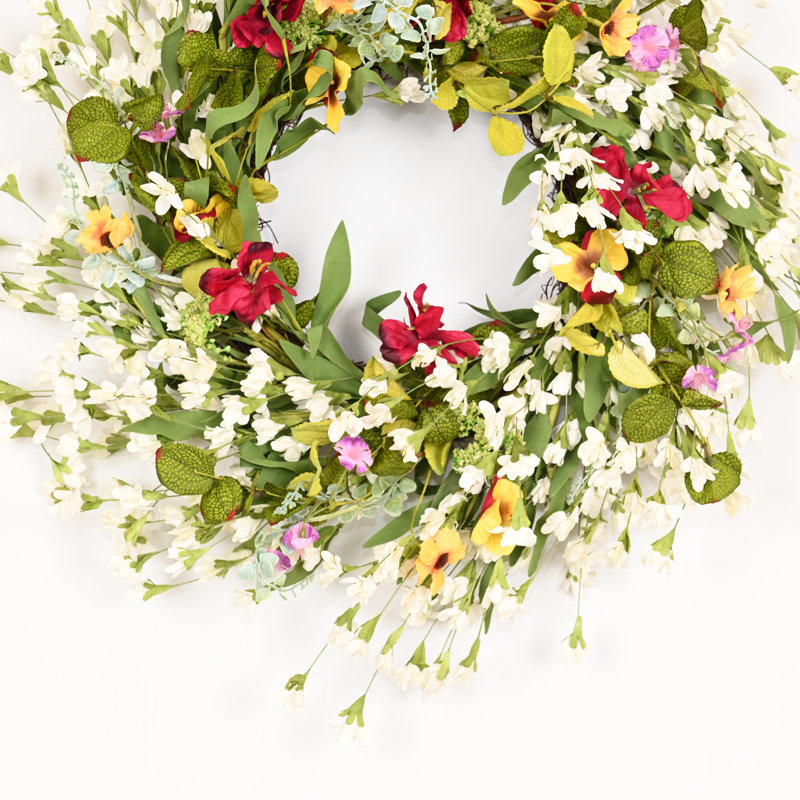 Couronne de porte artificielle 24 po, Vert/rouge
