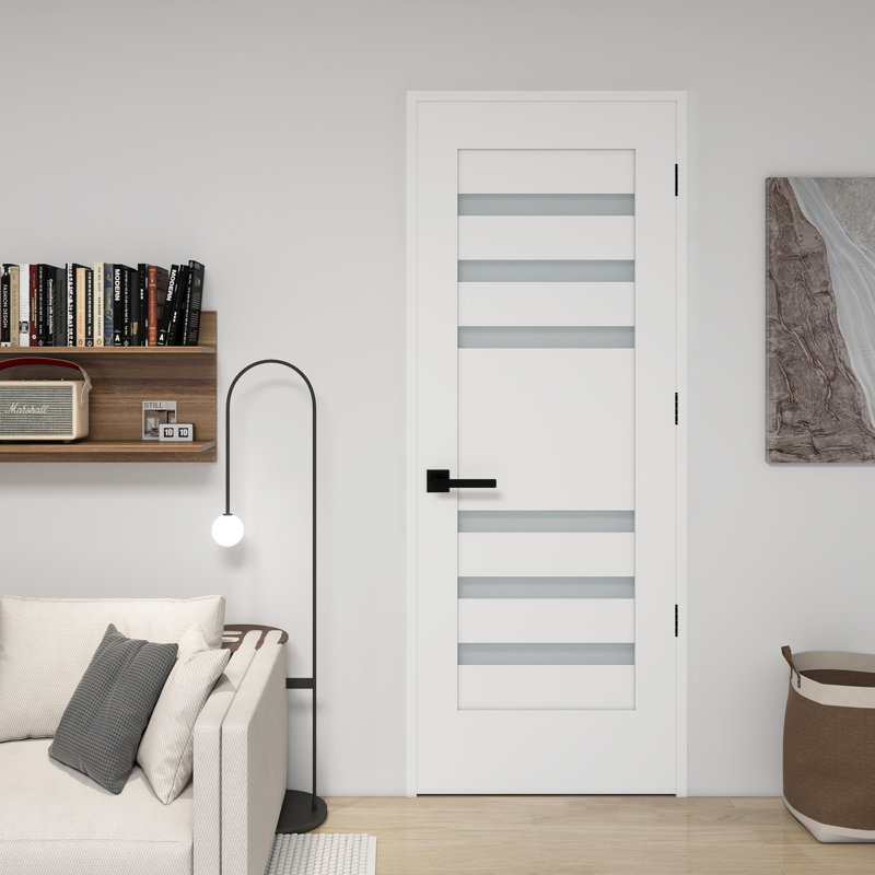 6 petites dalles de porte en verre trempé dépoli sans quincaillerie, 24 po x 80 po