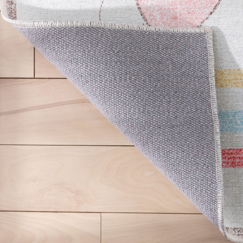 Tapis beige multicolore moderne Kids Rugs Hopscotch Aronne, Rectangle 5 pi x 7 pi