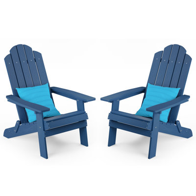 Chaise Adirondack pliante pour l'extérieur, en plastique résistant aux intempéries, chaise de patio surdimensionnée (ensemble de deux)